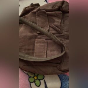 Thirty-One Brown Canvas Bag with Silver Accents